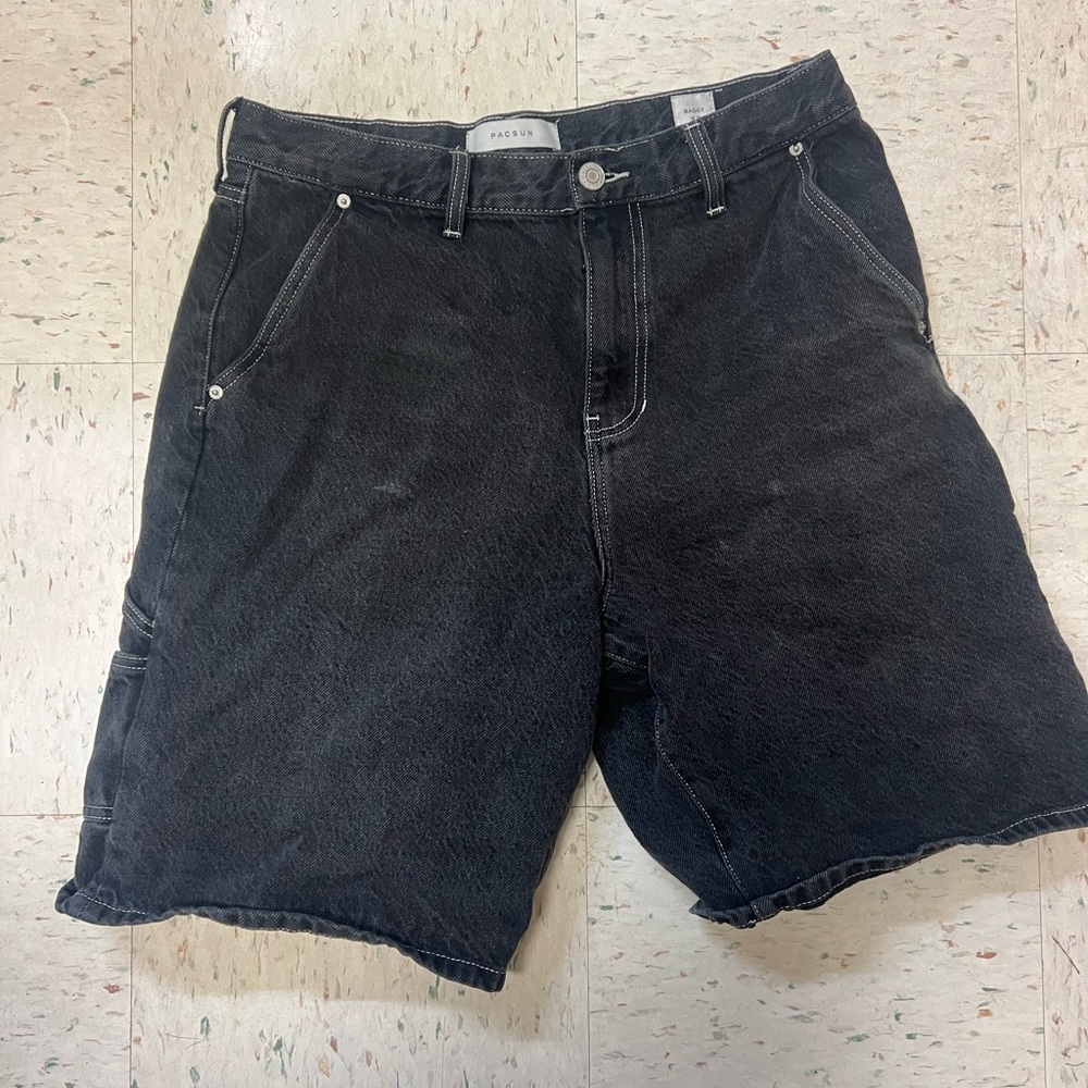 Men's Black Denim Carpenter Shorts